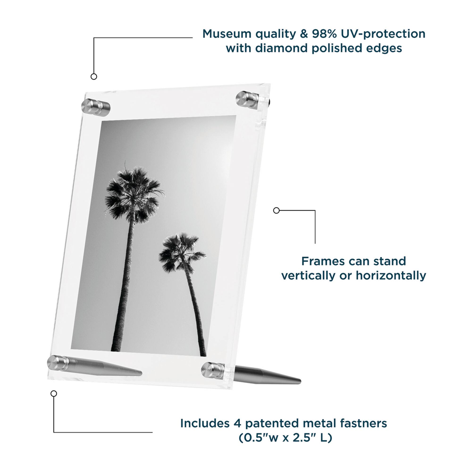 Wexel Art Clear Acrylic Tabletop Floating Picture Frame with Silver Hardware